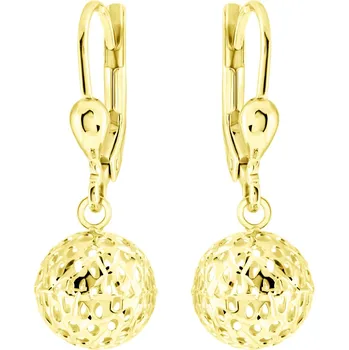 Náušnice GEMMAX Zlaté visací náušnice Kuličky – zlatý šperk ryzosti 585/1000 v Dárkovém balení s Certifikátem GLEYN-81441