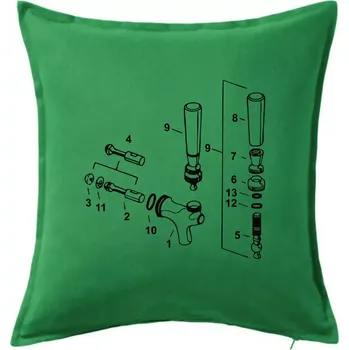 Polštář Pípa nákres - Polštář 50x50 - 50x50 - Pouze potah ( Středně zelená )