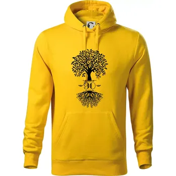 Pánská mikina Narozeninový strom 90 - Mikina pánská Cape s kapucí - 3XL ( Žlutá )