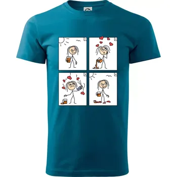 Pánské tričko Láska já a pivo (Hana-creative) - Klasické pánské triko vyšší gramáže - S ( Petrolejová )