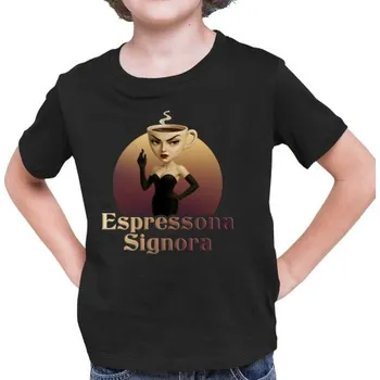 Žertovný předmět Espressona Signora - Italian Brainrot - dětské tričko s potiskem- Tričkový.cz