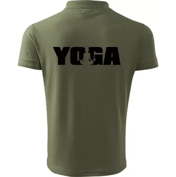 Pánská košile Yoga nápis - Polokošile pánská Pique Polo 203 - 4XL ( Khaki )