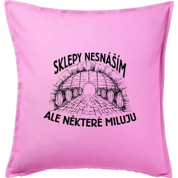 Polštář Nesnáším sklepy - Polštář 50x50 - 50x50 - Včetně výplně ( Růžová )