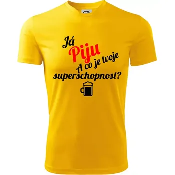 Chlapecké tričko Já piju - tvoje superschopnost? šikmý nápis - Dětské triko sportovní (dresovina) - 134 cm/8 let ( Žlutá )