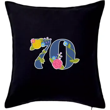 Polštář Květinové číslo kreslené - 70 - Polštář 50x50 - 50x50 - Pouze potah ( Černá )