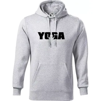 Pánská mikina Yoga nápis - Mikina pánská Cape s kapucí - 5XL ( Světlešedý Melír )