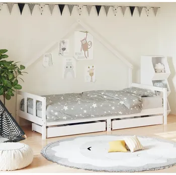 Dětská postel vidaXL Dětská postel se zásuvkami 90x190 cm masivní borové dřevo [834547] Barva: Bílá