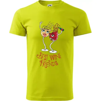 Pánské tričko Best wine friends dancing (Pecka design) - Klasické pánské triko vyšší gramáže - M ( Limetková )