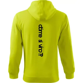 Pánská mikina Dáme si víno? - Mikina s kapucí na zip trendy zipper - L ( Limetková )