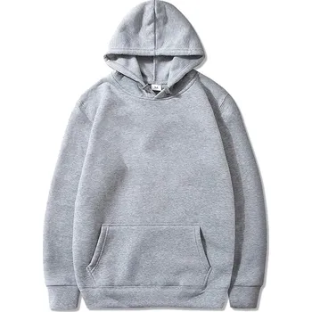 Pánská mikina Pánská jednobarevná mikina s kapuci Barva: Šedá, Velikost: 2XL