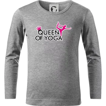 Chlapecké tričko Queen Of Yoga - Triko dětské Long Sleeve - 122 cm/6 let ( Tmavě šedý melír )