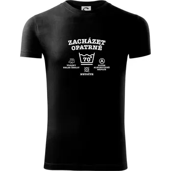 Pánské tričko Zacházet opatrně 70 - Viper FIT - Pánské zůžené tričko - M ( Černá )