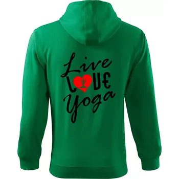 Pánská mikina Live Love Yoga - Mikina s kapucí na zip trendy zipper - L ( Středně zelená )