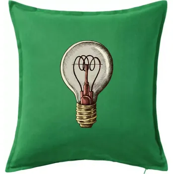 Polštář Retro žárovka - Polštář 50x50 - 50x50 - Včetně výplně ( Středně zelená )