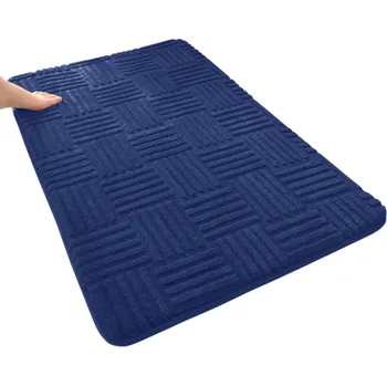 Koupelnová předložka Ztluštěná savá koupelnová rohožka 50 x 80 cm Jednobarevný podlahový koberec Bavlněná sametová měkká protiskluzová předložka do koupelny modrá