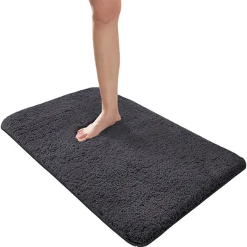 Koupelnová předložka Savá chlupatá koupelnová rohožka 40 x 60 cm Dlouhá protiskluzová podložka do sprchy a vstupních prostor Měkká koupelnová předložka tmavě šedá