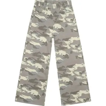 Pánské džíny Maskáčové rovné pánské džíny s kovovým kroužkem Široké dlouhé nohavice Streetwear kalhoty Army styl Ležérní pánské jeansy šedá M