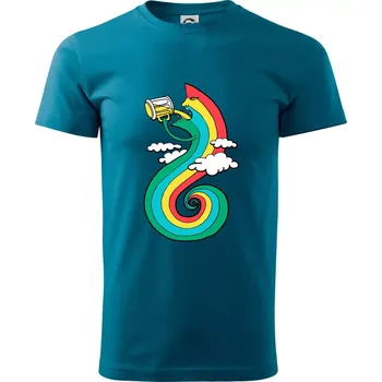 Pánské tričko Piju jako duha (Pecka design) - Klasické pánské triko vyšší gramáže - M ( Petrolejová )