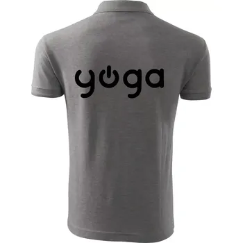 Pánská košile Power yoga logo - Polokošile pánská Pique Polo 203 - 5XL ( Tmavě šedý melír )