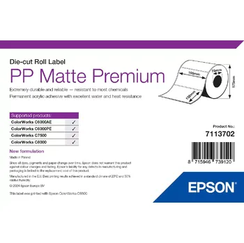 EPSON POKLADNÍ SYSTÉMY EPSON PP Matte Label Premium, Die-cut Roll, 105mm x 152mm, 800 Labels 7113702