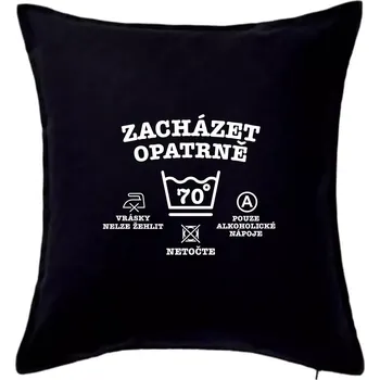 Polštář Zacházet opatrně 70 - Polštář 50x50 - 50x50 - Pouze potah ( Černá )