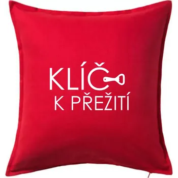 Polštář Klíč k přežití otvírák - Polštář 50x50 - 50x50 - Pouze potah ( Červená )