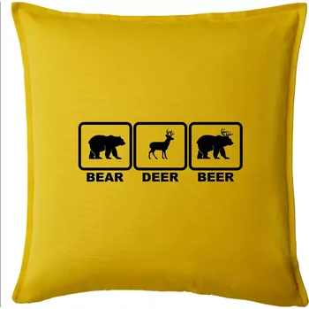 Polštář Bear - Deer - Beer - Polštář 50x50 - 50x50 - Pouze potah ( Žlutá )