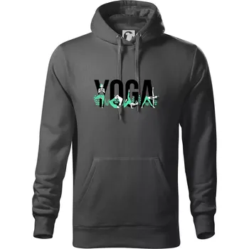 Pánská mikina Yoga nápis barevný - Mikina pánská Cape s kapucí - 2XL ( Ocelově šedá )