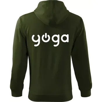 Pánská mikina Power yoga logo - Mikina s kapucí na zip trendy zipper - S ( Military )