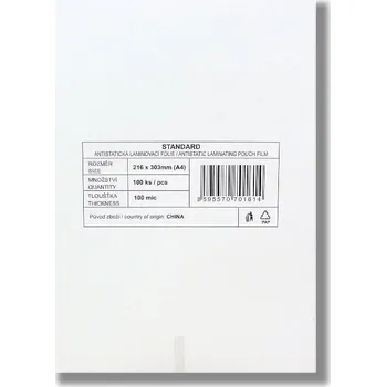 Laminovací fólie Laminovací fólie - kapsy A4, 100 mic (100 ks)