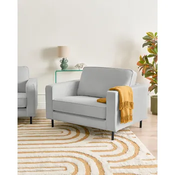 Křeslo Křeslo světle šedé polyesterová látka minimalistický styl černé nohy područky obývací pokoj Beliani