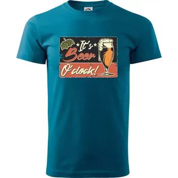 Čas na pivo - Klasické pánské triko vyšší gramáže - M ( Petrolejová )