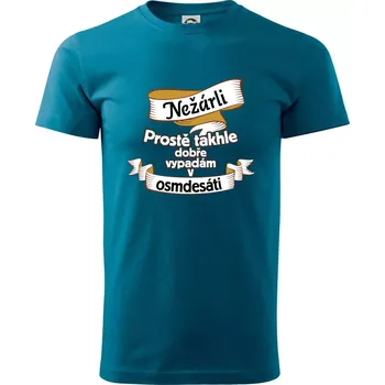 Pánské tričko Nežárli pro pány 80 - Klasické pánské triko vyšší gramáže - M ( Petrolejová )