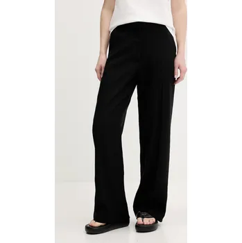 Dámské kalhoty Lněné kalhoty Abercrombie & Fitch dámské, černá barva, široké, high waist, KI156-5178 KI156.5178.900 99X, vel. 25