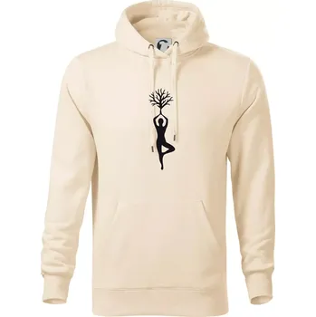 Pánská mikina Yoga strom - Mikina pánská Cape s kapucí - 5XL ( Mandlová )