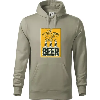 Pánské oblečení All you need is beer - Mikina pánská Cape s kapucí - S ( Light khaki )