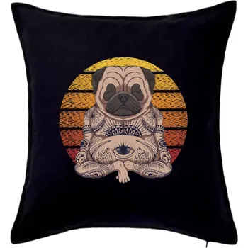 Polštář Yoga meditace - pug - Polštář 50x50 - 50x50 - Pouze potah ( Černá )