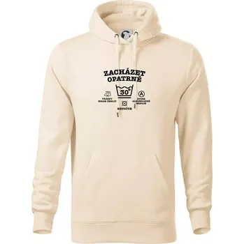 Pánská mikina Zacházet opatrně 30 - Mikina pánská Cape s kapucí - 4XL ( Mandlová )