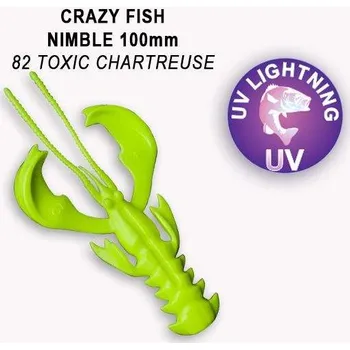 Umělá nástraha Gumová nástraha Crazy Fish Nimble 10cm 82 Toxic chartreuse (5ks)