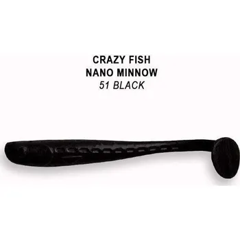 Umělá nástraha Gumová nástraha Crazy Fish Nano Minnow 4cm 51 Black (8ks)