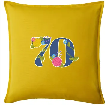 Polštář Květinové číslo kreslené - 70 - Polštář 50x50 - 50x50 - Pouze potah ( Žlutá )