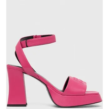 Dámské sandále Kožené sandály HUGO Vicky růžová barva, 50513175 50513175.670 42X, EUR 40