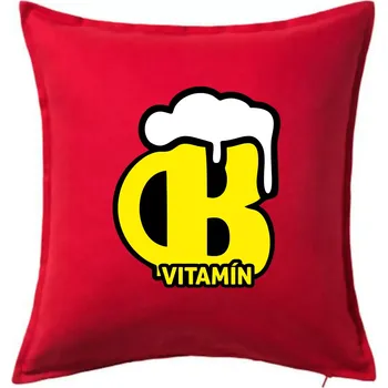 Polštář Pivo vitamín B - Polštář 50x50 - 50x50 - Pouze potah ( Červená )