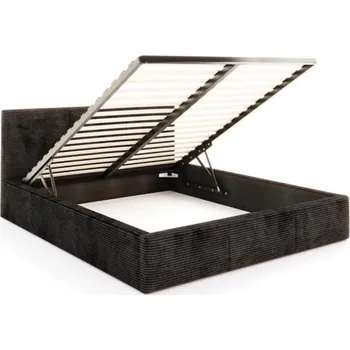 Postel Čalouněná postel FRESIA 90x200 s kovovým zdvižným roštem ČERNÁ SZTRUKS
