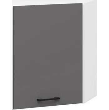 Kuchyňská skříňka Závěsná rohová kuchyňská skříňka OLIVIA – 60x58cm | Bílá / Šedý grafit