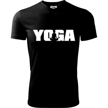 Yoga nápis - Dětské triko sportovní (dresovina) - 134 cm/8 let ( Černá )