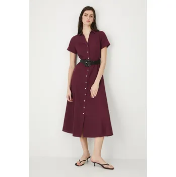 Dámské šaty Šaty s příměsí lnu Medicine RW25-SUD104 burgundské 93X, vel. S
