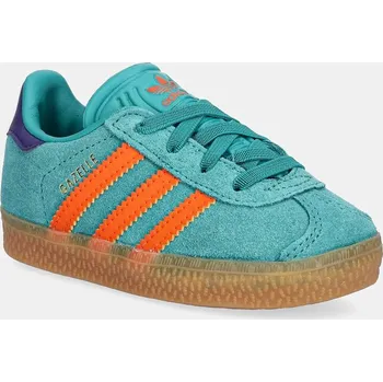 Chlapecké tenisky Dětské semišové tenisky adidas Originals GAZELLE zelená barva, JR5940 67X, EUR 22