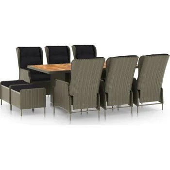 Zahradní sestava vidaXL 9dílný zahradní jídelní set s poduškami polyratan [3060161] Barva: Hnědá