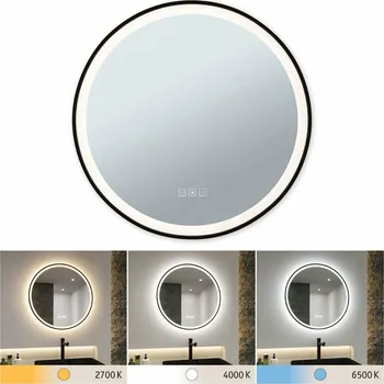 Zrcadlo PAULMANN LED zrcadlo s osvětlením Mirra IP44 CCT 230V 11,5W stmívatelné černá/zrcadlo kulaté